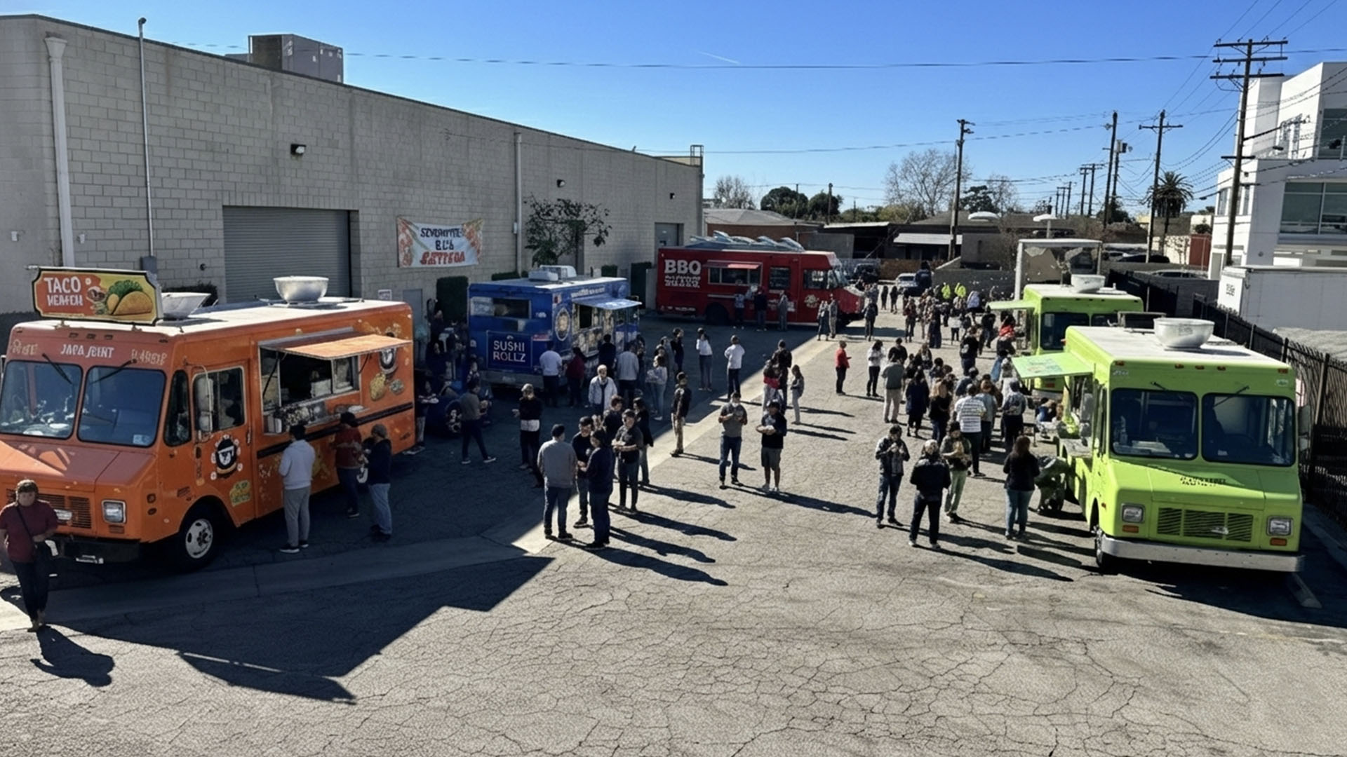 Food truck event in outdoor lot at AKS Stages