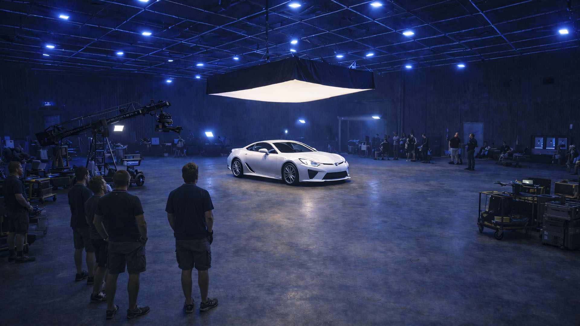 Automotive commercial production with car and lighting inside AKS Stage 2 soundstage