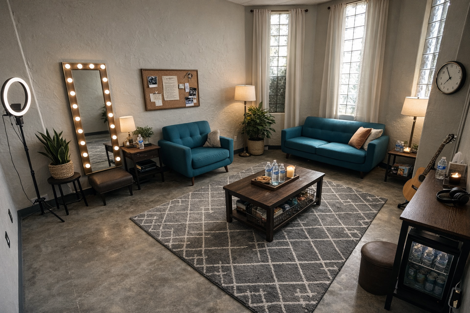 Green Room - Comfortable holding area for cast and key talent. Private, quiet space between takes and setups.